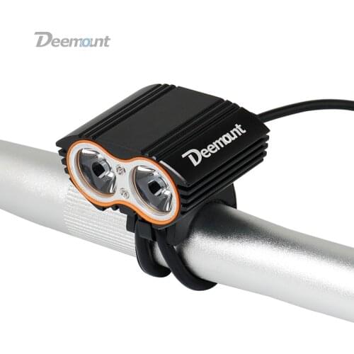 Deemount Bicycle Headlight 8.4V Bike Front Lamp Dual Chips 350Lumens Optional #18650 Power Box 8.4V 5.0V Output Cycling Lighting