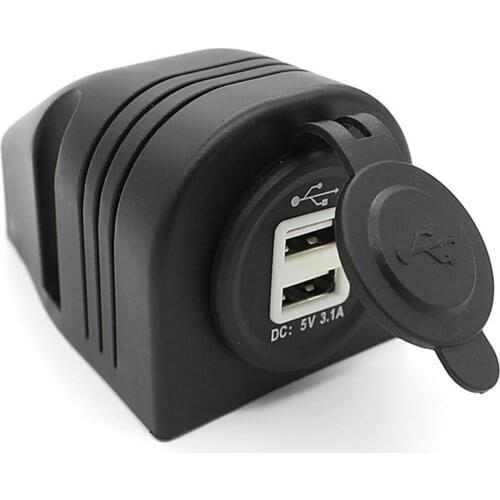 DIY Waterproof Motorcycle Dual USB Charger 12-24V 3.1A Car USB Charger Blue Light with Housing Shell for Mobile Phone Cellphone