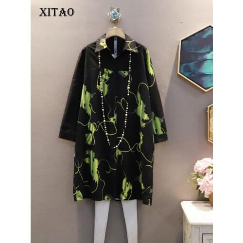 XITAO Patchwork Print Pattern Dress Women 2021 Autumn Casual Fashion New Style Temperament All Match Women Clothes LDD2190