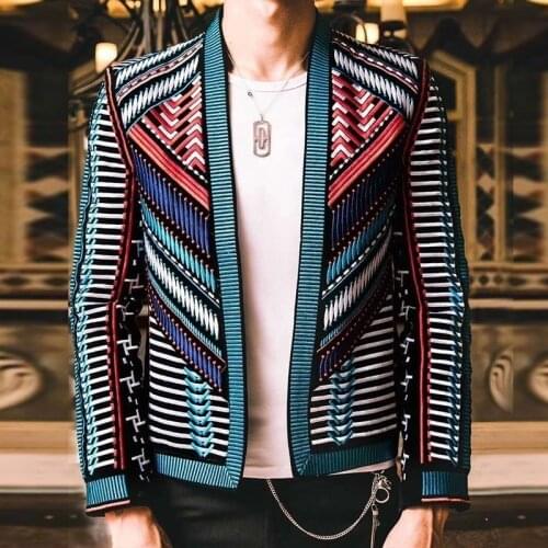Colorful Embroidery Suit Masculino Hombre Stage Party Club Designer Slim Men DJ Host Mens Blazer Jacket