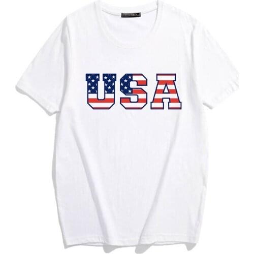 2021 New Summer T shirt USA letters print Tshirt women Simple White T-shirt Round neck Short Sleeve Harajuku tee shirt femme