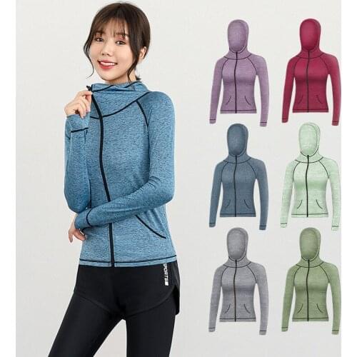 Women Athletic Sport Gym Jacket Workout Sweatshirts Slim Fit Long Sleeved Zipper Hoodie Fitness Coat Running Jogging Yoga Tops