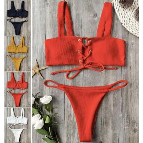 Hirigin Women Ladies solid bust Bandage Push-up Padded Bra Bikini Set Triangle Swimsuit Swimwear Bathing beachwear women female