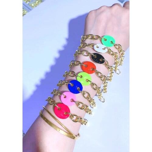 10Pcs Fashion Colorful Pig Nose Chain Punk Hip Hops Bracelet Multicolor Geometry Shaped Bracelet