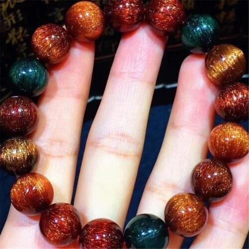 12mm Natural Copper Rutilated Bracelet Jewelry For Women Men Wealth Gift Crystal Round Beads Reiki Gemstone Stone Strands AAAAA
