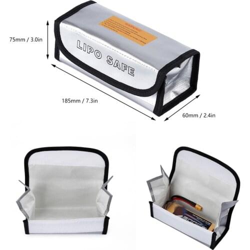 185x75x60mm Mini Fireproof Waterproof Explosion-Proof Portable Lipo Battery Safety Bag for FPV Racing Drones