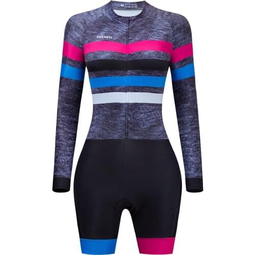 2021 Frenesi Womens Macaquinho Bike Skinsuit Cycling Jersey Suit Triathlon Ciclismo Feminino Bicycle Clothes Jumpsuit Gel Pad