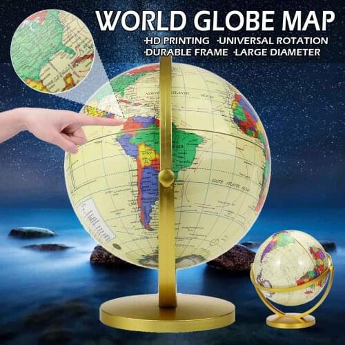 25CM Large World Earth Globe Map Geography Educational Toy With Stand Home Office Ideal Miniatures Gift Office Gadgets