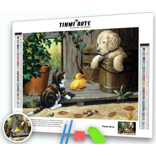 5d Diamond Painting Full Drill Round Cat & Dog Diamond Mosaic Accessories Animal Rhinestones Pictures Wall Art