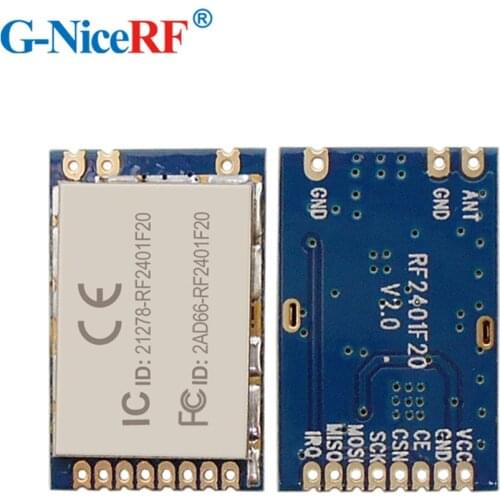 Free Shipping 6PCS/Lot RF2401F20 100Mw 20dBm Industrial Grade nRF24L01+ 2.4 GHz Wireless RF Module