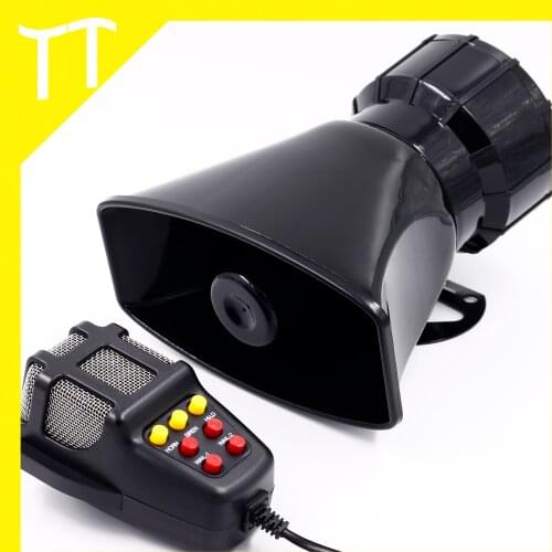 7-Sound Loud Car Warning Alarm Police Fire Siren Air Bugle PA Speaker 12V 60W Siren Air Horn Megaphone Car Horn 110DB