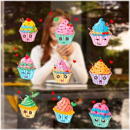 9 Color Ice Cream Wall sticker Kitchen Refrigerator Removable PVC decorative stickers For Childrens Room Store Drop Shipping