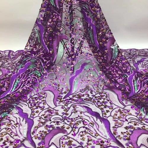 African Lace Fabric 2021 High Quality Lace Nigeria French Tulle Lace Fabric With Sequins For Wedding Dress FJ41131