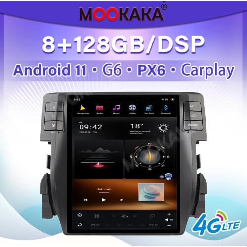 For Honda Civic 2016 2017 2018 2019 Car Radio Screen GPS Navigation 128GB Android CARPLAY Multimedia Player Audio