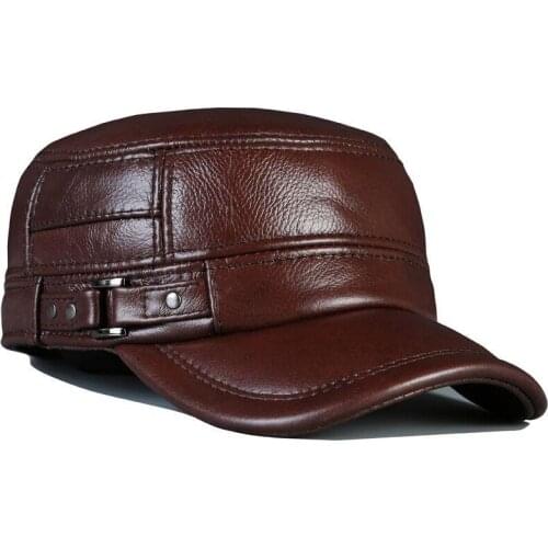 2020 Mens genuine leather baseball cap hat brand new spring real cow leather beret caps hats