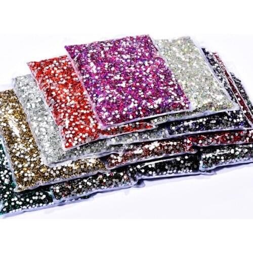 SS10-SS20(2880PCS) Transparent AB Non-HotFix Rhinestone Glitter FlatBack Strass Sewing&Fabric Garment Rhinestone Nail Art Stone