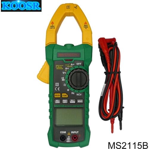 MASTECH MS2115B True RMS Digital Clamp Meter Multimeter DC AC Voltage Current Ohm Capacitance Frequency Tester with USB