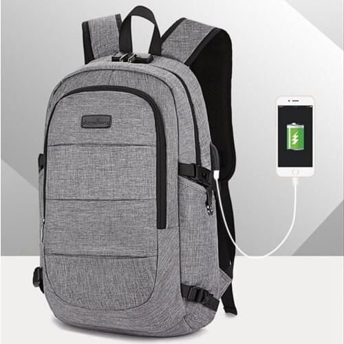 Business Waterproof Resistant Polyester Laptop Backpack with USB Charging Port and Lock & Headphone interface