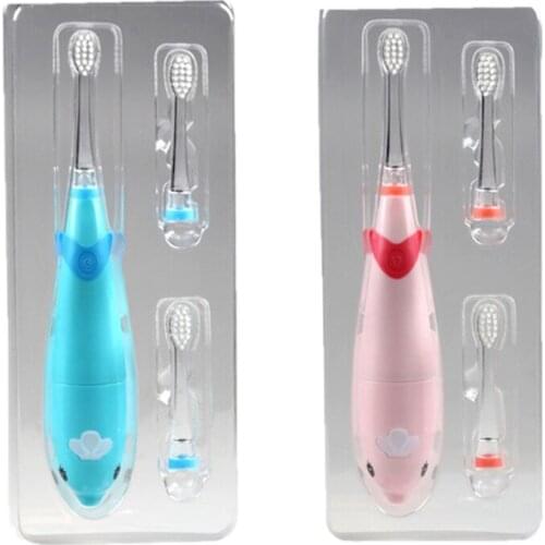 Kids Sonic Toothbrush Electric Brush Waterproof Musical Dolphin Shape LED