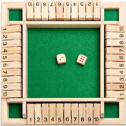 Children Traditional Four Sided Wooden 10 Number Pub Bar Board Dice Game For Shut The Box Wooden Memory Game Educational Toys