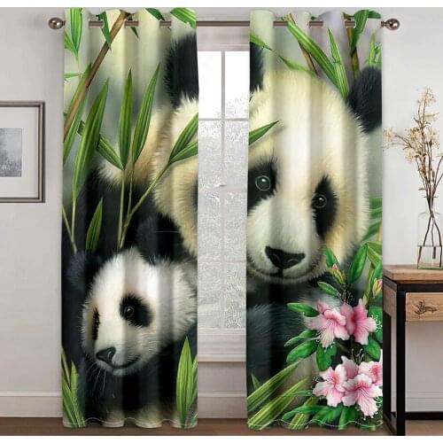 Home Living Room Shading Decorative Curtain Home Textile Decoration Bedroom Curtains Panda Mother and Child Pattern 3D Printing