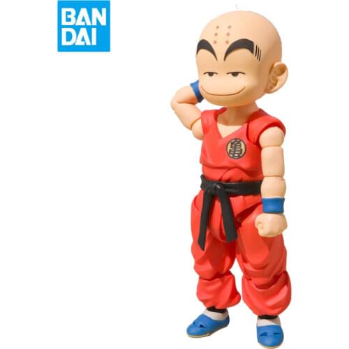BANDAI SHF Original Anime Dragon Ball Kuririn Action Figures Super Saiyan Model Collectibles Gift Toys for Children Dolls