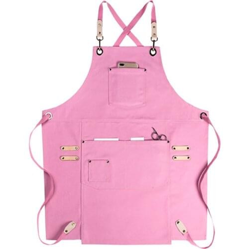 Black Gray Denim Pink Brown Canvas Apron Cafe Barista Bartender Restaurant Pastry Chef Uniform Florist Hairdresser Work Wear E70