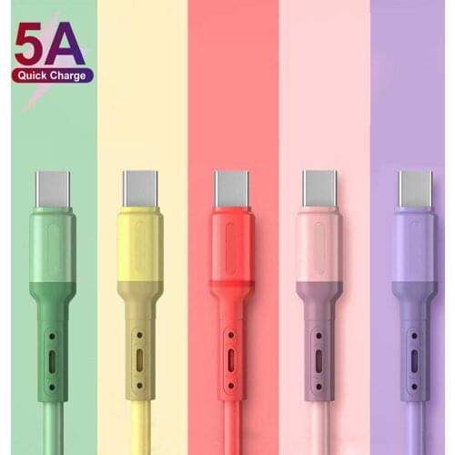 3A Liquid Soft Rubber Micro USB Cable Smart Phone Data Sync Type-C Cord Quick Charge For iPhone 12 Pro Max Xiaomi 11 Huawei P40