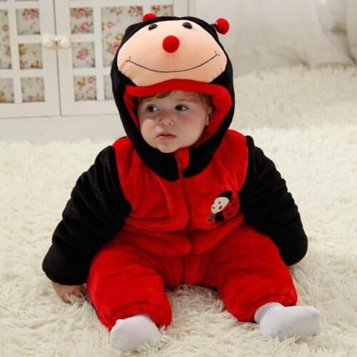 Animal Red Bee Baby Boy Romper Fleece Jumpsuit 100% Cotton Winter Overalls For Boys & Girls Winter Baby Clothing RL11-8