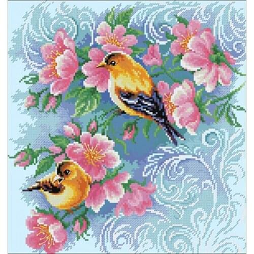 Beautiful romantic flowers and birds illustration Counted Cross Stitch 11CT 14CT DIY Cross Stitch Kit Embroidery Needlework Sets