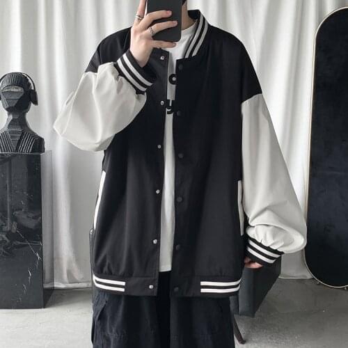 Men Harajuku Baseball Jackets 2021 Mens Streetwear Black Bomber Jackets Coats Male Japanese Korean Fashions Clothes