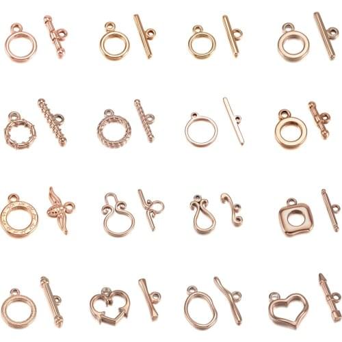 3 Sets Rose Gold Stainless Steel OT Clasps High Quality Connectors for DIY Bracelet Necklace Jewelry Findings Making Accessories