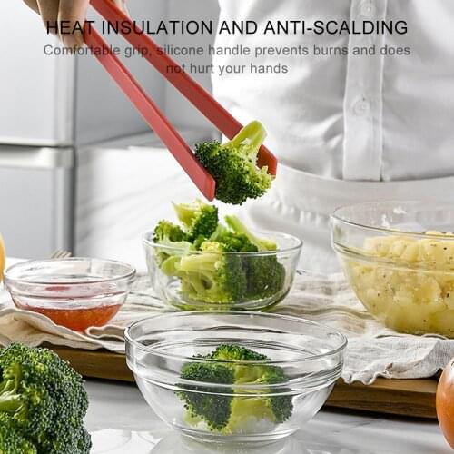 Non-stick Silicone Food Tongs Non-slip Heat Resistant Cooking Clip for BBQ Salad Bread Tools Kitchen Accessories