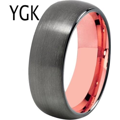 New Fashion Wedding Ring Women Mens Classic Engagement Ring Lovers Promise Ring Trendy Tungsten Ring Gunmetal With Rose Gold