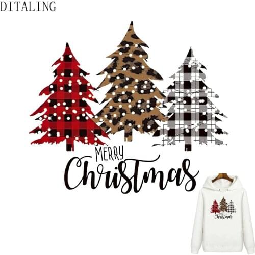 Christmas Tree Patch For Clothing DIY Washable Iron-On Transfer T-Shirts Hooides Heat Transfer Sticker For Parent-Child Clothes