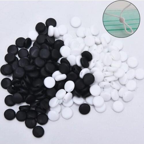 Flat Adjustment Buckle Beads Silica Gel Bottons for Mask Elastic Cord Stopper Rope Lock DIY Strap Cord End 100PCS/Set