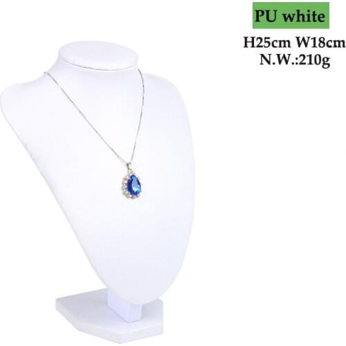 PU White Leather Model Bust Show Jewelry Necklace Earring Display Pendants Mannequin Jewelry Stand Organizer