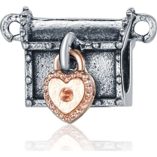 1Pcs New Cute Retro Treasure Chest Pendant DIY Beads Suitable for Original Pandora Charm Bracelet Ladies Jewelry Making Gifts