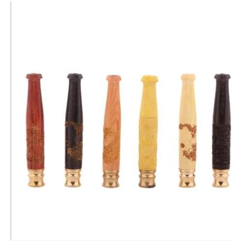 Removable Cleaning Solid Wood Pull-rod Smoke Nozzle Small Size Carved Pipe Nozzle Filtration Smoke Nozzle Filter holder