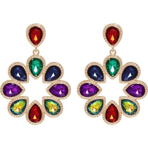 Aretes 2020 Boho Ctystal Flower Drop Earrings For Women Statement Earrings Dangle Jewelry Oorbellen