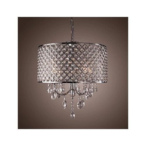 LED Modern Crystal Pendant Lamp with 4 Lights For Dining Room Hanging Light Luminaire Lustre De Cristal