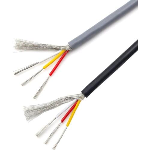 UL2547 3Cores Black/Gray PVC Control Cable Shielded Wire 22 24 26 28AWG Tinned Copper 80℃ 300V
