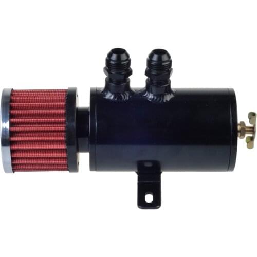 Universal 0.5L Brushed Baffled Oil Catch Tank Can with Breather Filter Aluminum AN8 Round Can Oil Catch Can