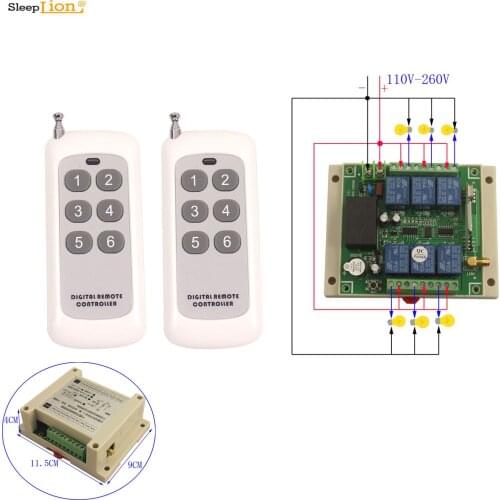 Sleeplion Remote Control Switch 110V-220V Universal 220V 6 Channel Wireless Switch 6Ch RF Transmitter Receiver 433MHz/315MHz