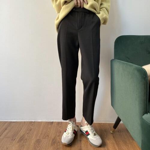 2021 Spring/Autumn New Korean Suit Pants Women Loose Harron Pants High Waist Ankle-Length Straight Casual Pants Female