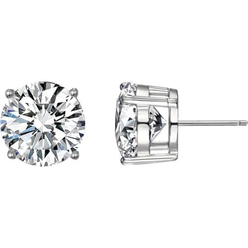 2020 New Crystal Zircon Copper Earrings Mosaic Gem Cubic Zirconia Silver Color Stud Earrings For Women Hip Hop Jewelry