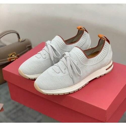 Popular Shoes Women Knitted Mesh Sneakers Lace up Leisure Shoes Comfort Breathable Walk Loafers Plus Size Sock Shoes