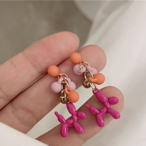 Summer Geometric Cute Dog Earrings for Women INS Korean Fashion Cartoon Teen Girl Friend Dating Animal Jewelry 2021 Pendientes