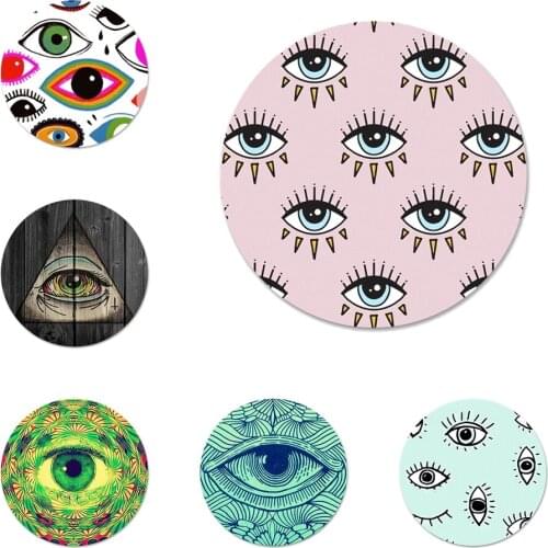 58mm Evil Eyes Skeleton Fatima Icons Pins Badge Decoration Brooches Metal Badges For Clothes Backpack Decoration