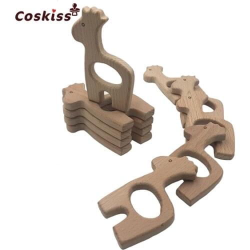 10pc Wooden Giraffe Big Size Unfinished Beech wood Pendent Handmade DIY Accessory Baby Teething Wood Teether Toy Charms